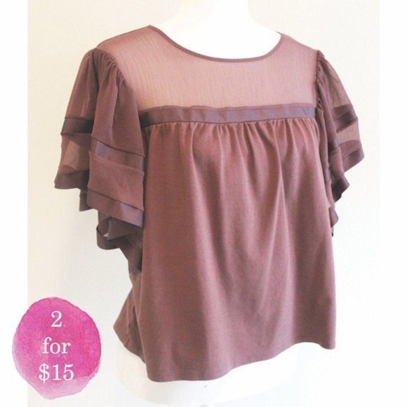 Express Tops - 2/$15 Ribbon flutter sleeves top